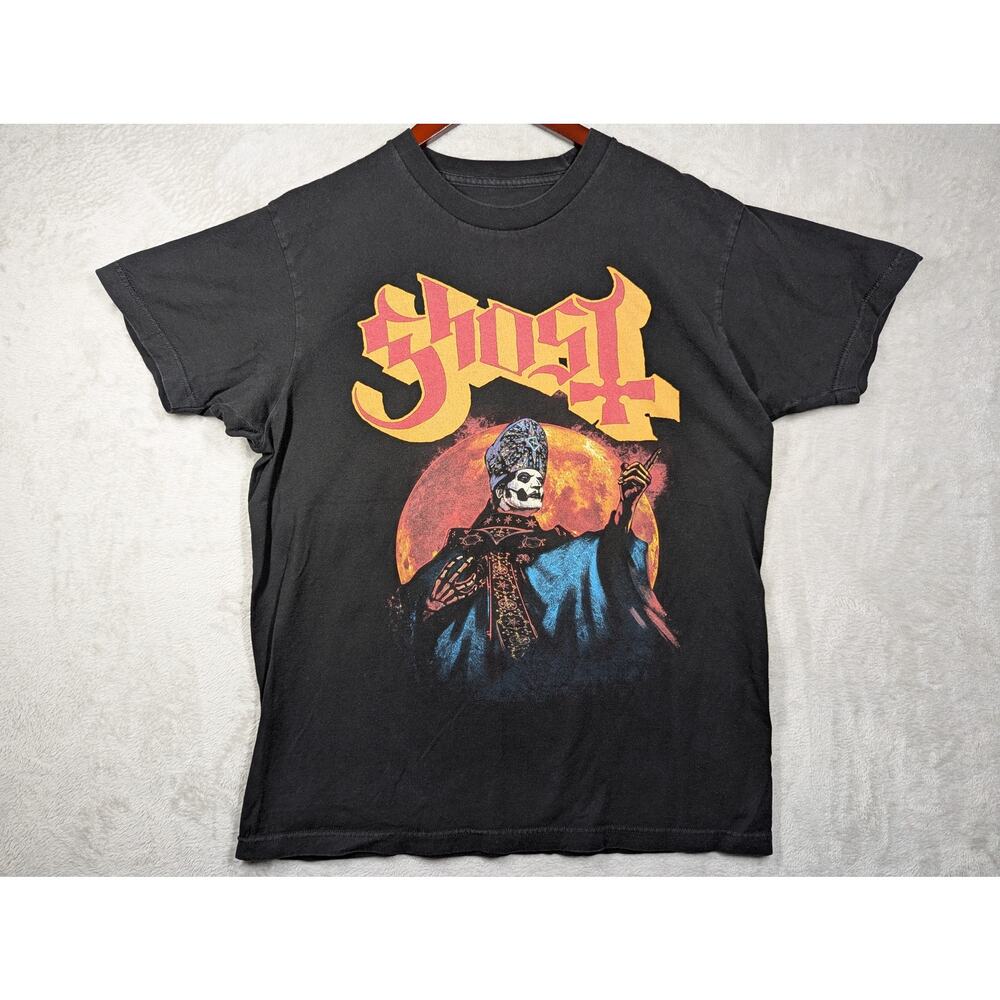 Vintage 2015 Metal Tour Black LARGE Shirt Ghost Papa Emeritus IV & Glowing Moon